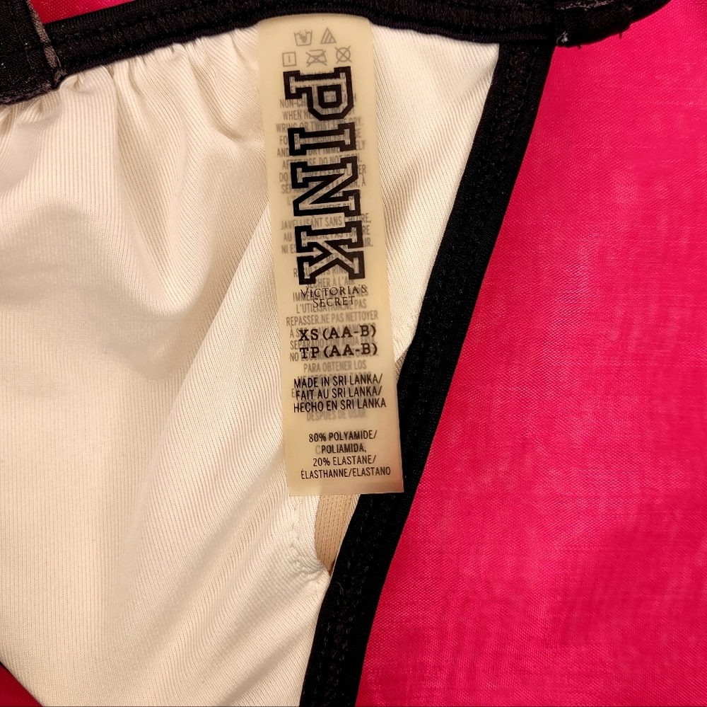 PINK XS AA B NEW PADDED CAGE HALTER STRING AZTEC BLACK TRIANGLE BIKINI SWIMSUIT - Picture 7 of 8